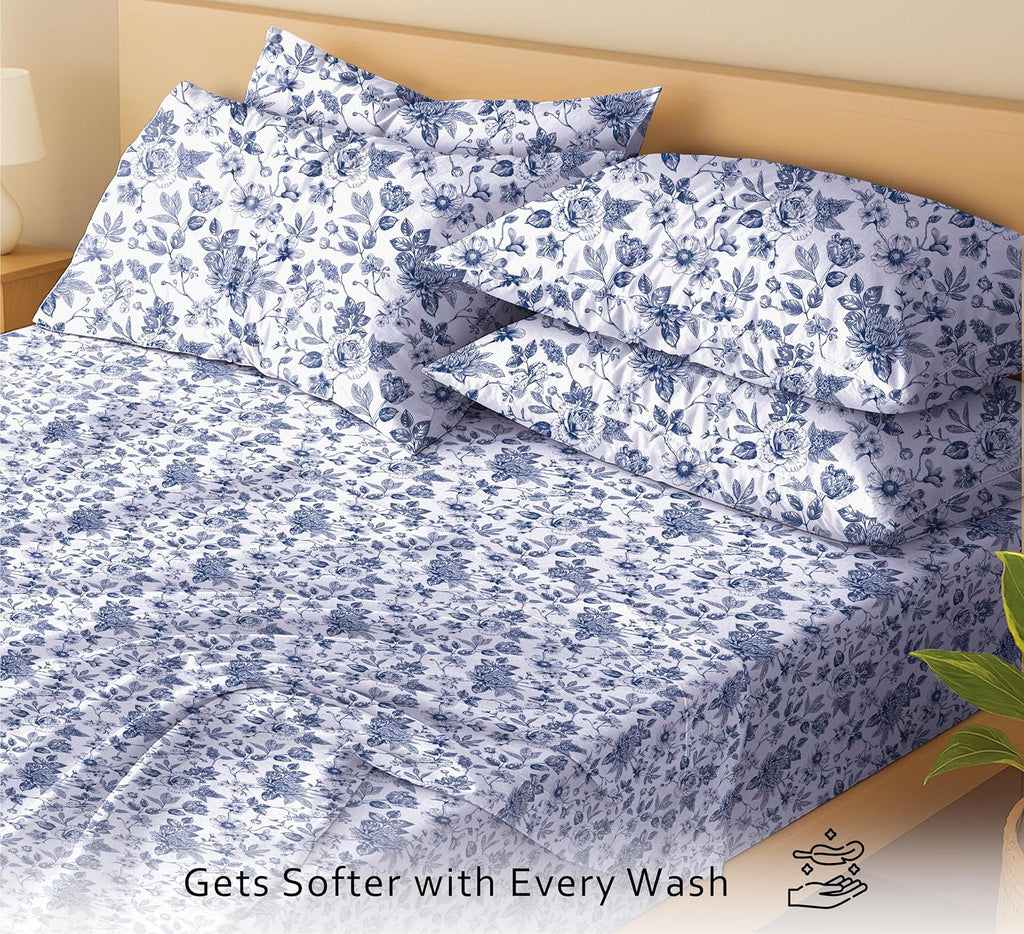 100% Cotton Percale Sheets King, Wild Flower - Set of 6