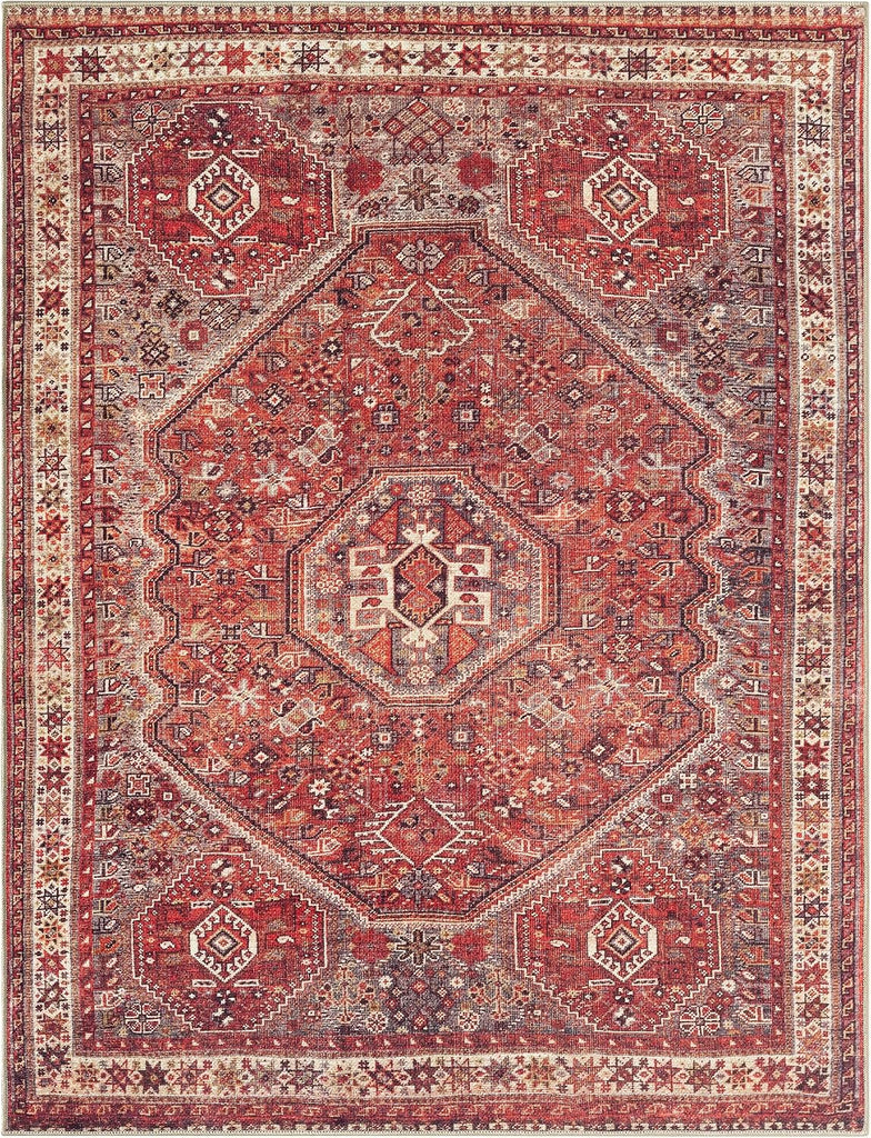 Vintage Washable Entryway Rug, Non-Slip Low Pile, 3x5