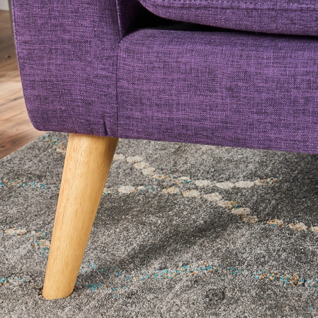 Bridie Mid-Century Modern Loveseat, Muted Purple Fabric