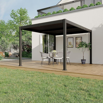 10X12 FT Pergola with Independent Adjustable Rainproof Roof