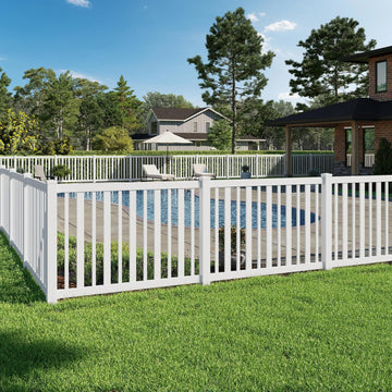 4ft H x 6ft W (1 Panel + 1 Post) No Dig Sturbridge Fence Kit, White Vinyl Picket Fence Panel, Easy DIY Installation Panel Kit