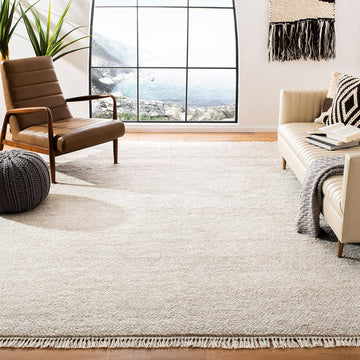 Casablanca Area Rug, Beige, Hand-Knotted Wool Tassel Fringe, 0.8-inch Thick