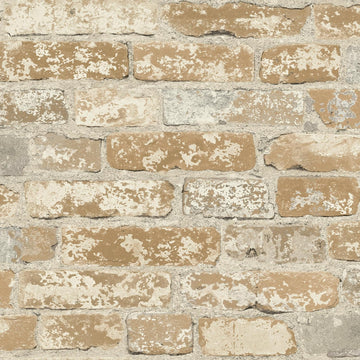 RMK9037WP Light Brown Stuccoed Brick Peel and Stick Wallpaper