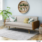 Aidan Mid Century Modern Tufted Fabric Sofa, Beige