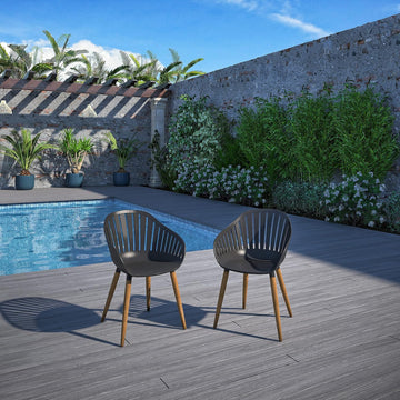 Villanova 2-Piece Chair Set Ideal for Outdoors, Black Light Teak Finish