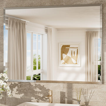 Bathroom Vanity Mirror Frameless with 1" Beveled Edge 48x36 in