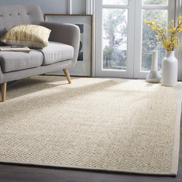 Area Rug 6' Square - Natural Fiber Collection - Marble, Sisal, Woven Design with Border (NF525C)