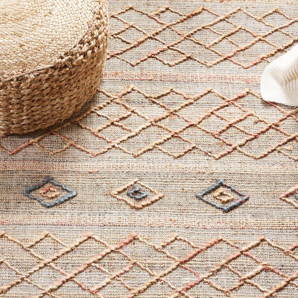 Natural Fiber Collection Accent Rug - 4' x 6', Natural & Rust, Handmade Moroccan Boho Fringe Jute, Ideal for High
