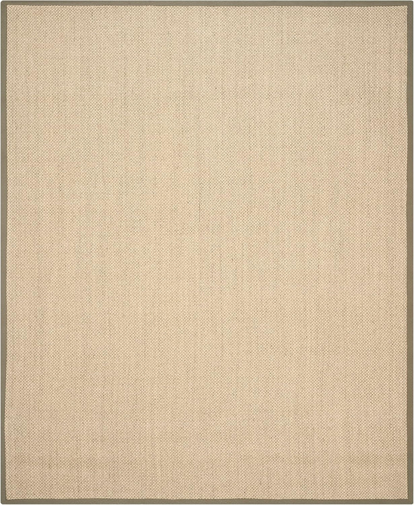 Area Rug 8x10 - Natural Fiber Collection - Large - Natural & Green, Sisal, Woven Design with Border (NF443C)