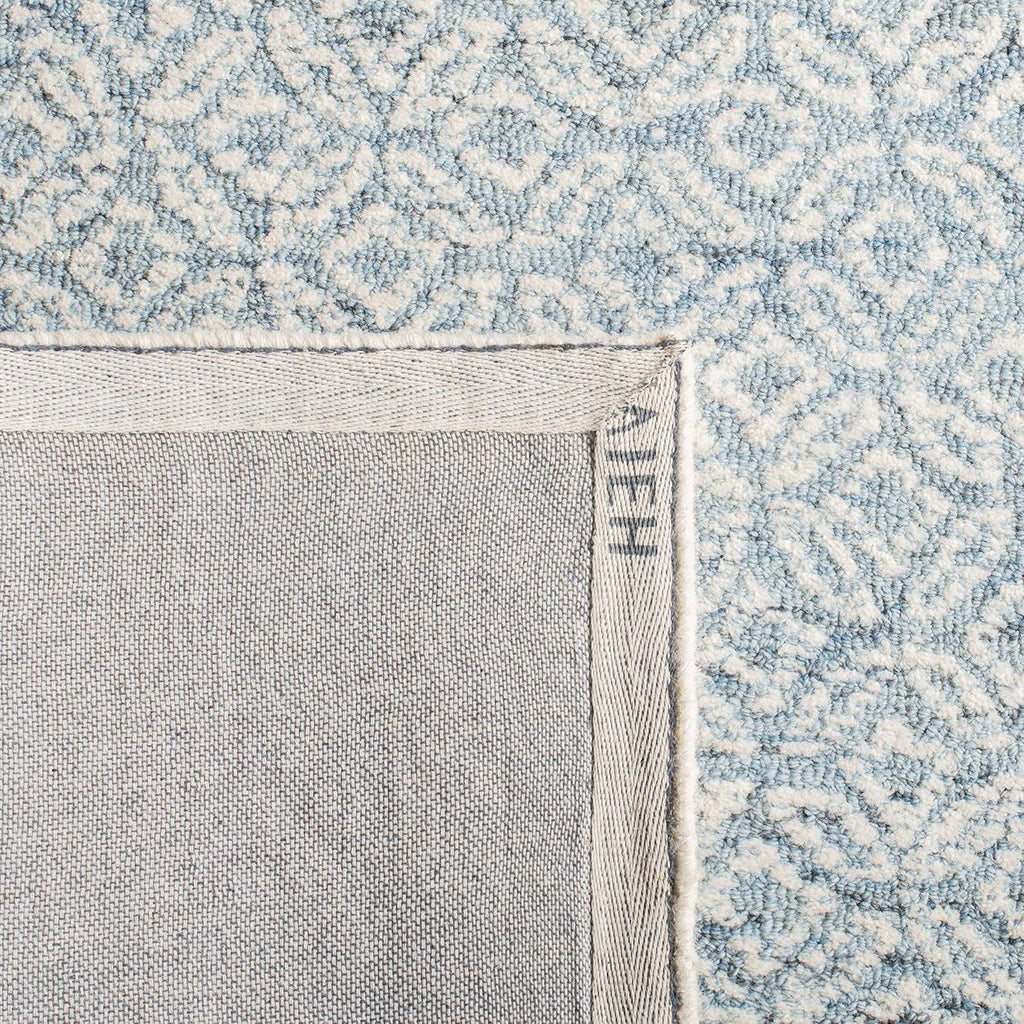 Abstract Area Rug - 9' x 12', Blue & Ivory, Handmade Wool