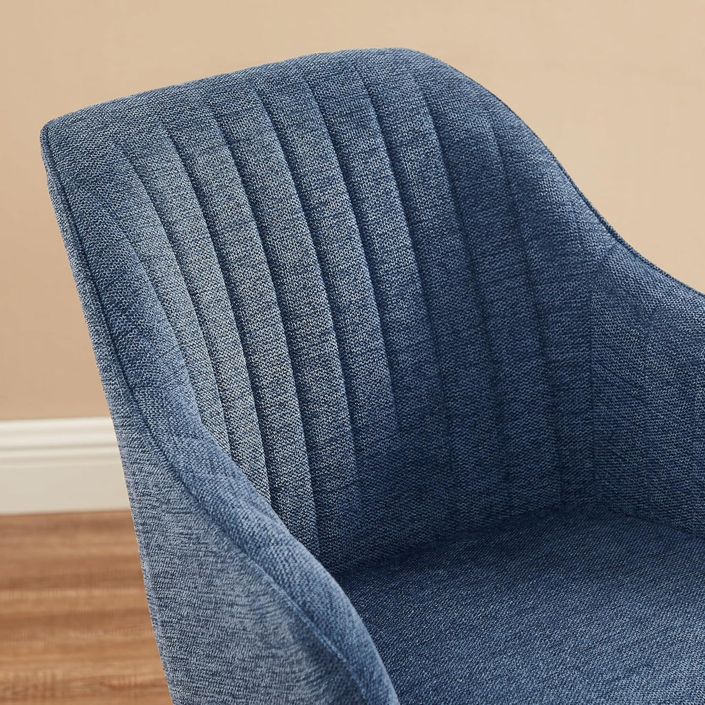 Mid Century Modern Accent Chair with Wooden Legs, Upholstered Swivel Chair No Wheels, Side Accent Armchair Vanity