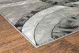 GLORY RUGS Area Rug Modern 5x7 Grey Black Circles Geometry Soft Hand Carved Contemporary Floor Carpet Fluffy Texture