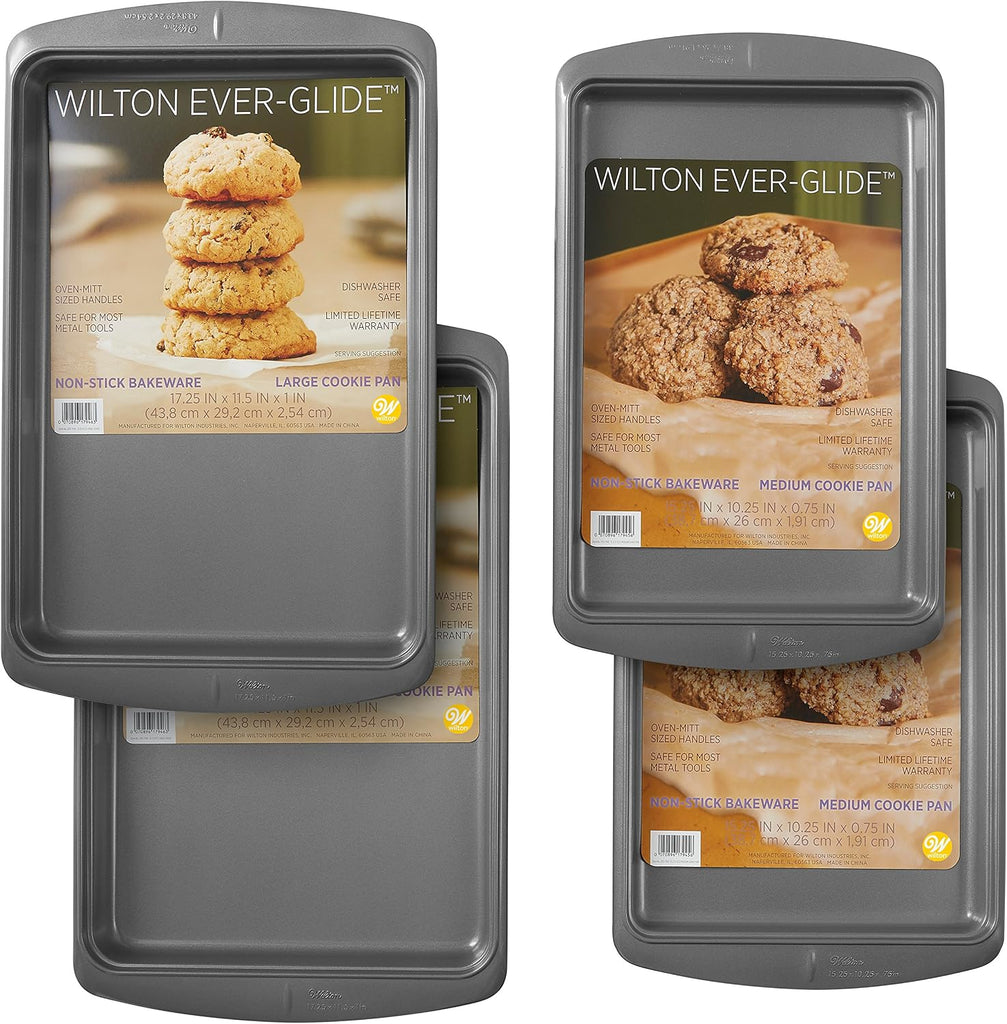 Ever-Glide Non-Stick Cookie Sheet Set, 4-Piece, Steel
