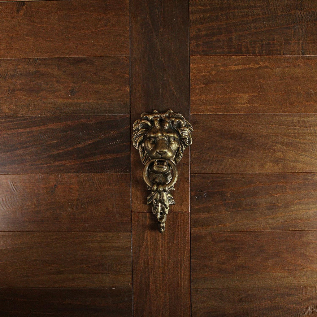 10 Inch High Bronze Finish Cast Iron Lion Head Vintage Style Door Knocker - Easy to Install