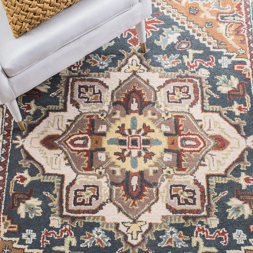 Area Rug 9x12 - Heritage - Large - Dark Green & Brown, Handmade Wool, Traditional Oriental Medallion Design