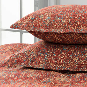 Boho Paisley Print Luxury Duvet Cover and Shams 3pc Bedding Set Intricate Tuscany Bohemian Damask Medallion