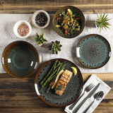 Kyoto Double Bowl Dinnerware Set, Service for 4 (16pcs), Teal