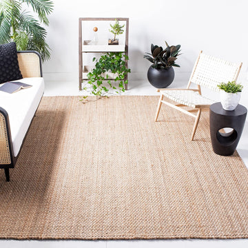 Area Rug 9x12 - Natural Fiber - Large - Natural Brown, Handmade Jute, Basketweave Design