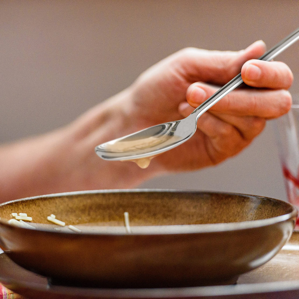 Adaptive Utensils for Elderly, Parkinsons Flat Edge Spoon Set, Non-Weighted