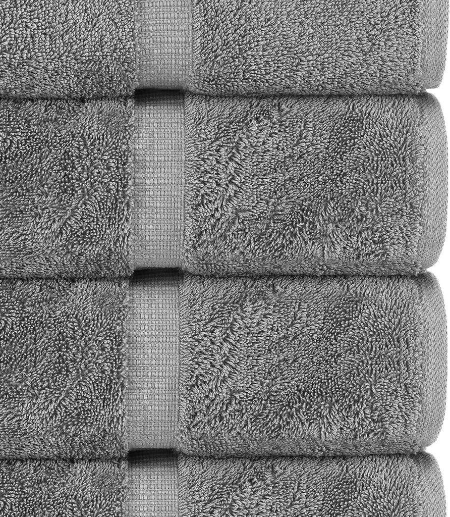 4 Piece Bath Towel Set, 100% Cotton Luxury Turkish Towels , Soft Absorbent Bath Towels, 27 x 54 Inches, Gray