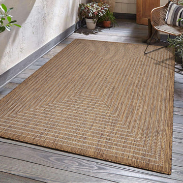 Outdoor Indoor Area Rug, Weather Resistant, Easy to Clean, Stain Resistant Floor Mat (Wooden, 5' x 7')