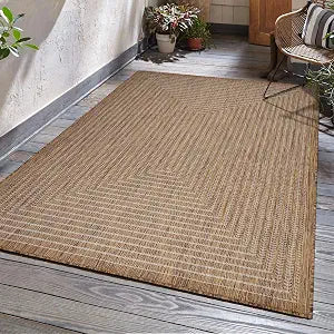 Outdoor Indoor Area Rug, Weather Resistant, Easy to Clean, Stain Resistant Floor Mat (Wooden, 5' x 7')