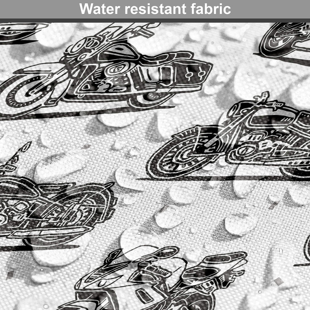Motorcycle Fabric by The Yard, Indoor and Outdoor Projects Retro Motorcycle Drawings of Old Fashion Modern on White