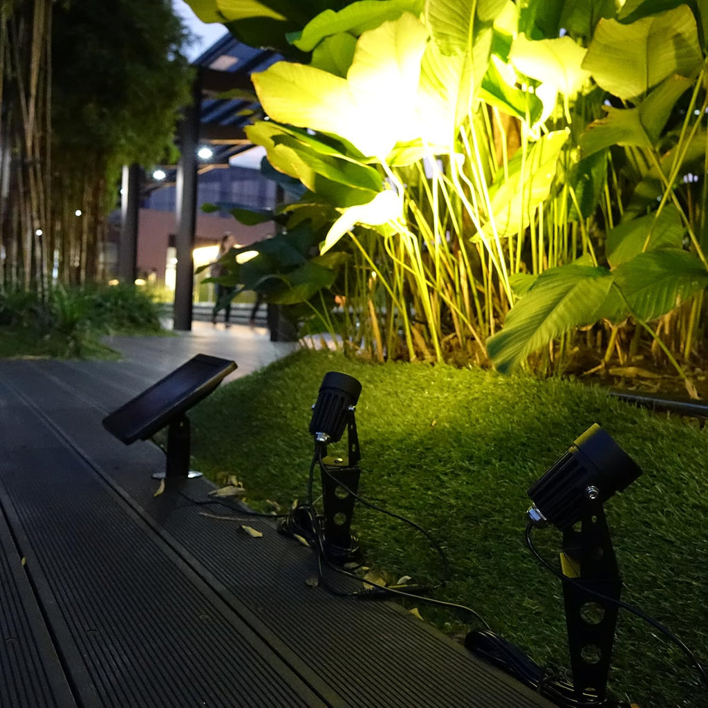 50X Twin Solar-Powered Cast Aluminium Warm White LED Spotlight 60-100 Lumen Per Light Fixture for Outdoor Garden Yard