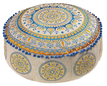 Boho Floor Pillow Cover Round Moroccan Large Pouf Ottoman Room Décor Cushion for Meditation Yoga and Boho Chic