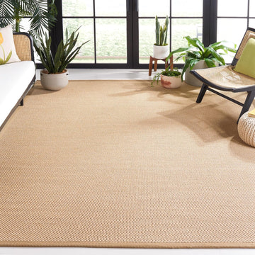 Area Rug 9x12 - Natural Fiber Collection - Large - Maize & Linen Color, Sisal, Woven Design with Border (NF141B)