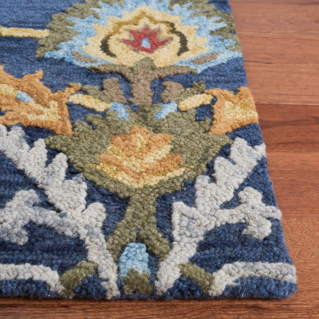 Blossom 12' x 15' Navy/Multi Handmade Premium Wool Dining Area Rug