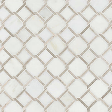 Polished Marble Mosaic Tile | Chateau Lace Geometric | 12" x 12"