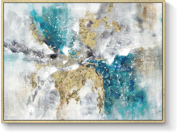 Abstract Canvas Framed Wall Art: Marble Abstract Heavy Texture Pictures Minimalist Painting with Gold Foil