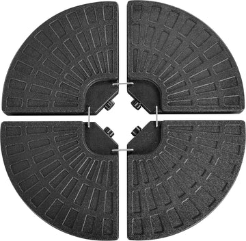 4-Piece 160lb Cantilever Offset Umbrella Base Water & Sand Filled Patio Market Stand Circular Base Stand w/Carry
