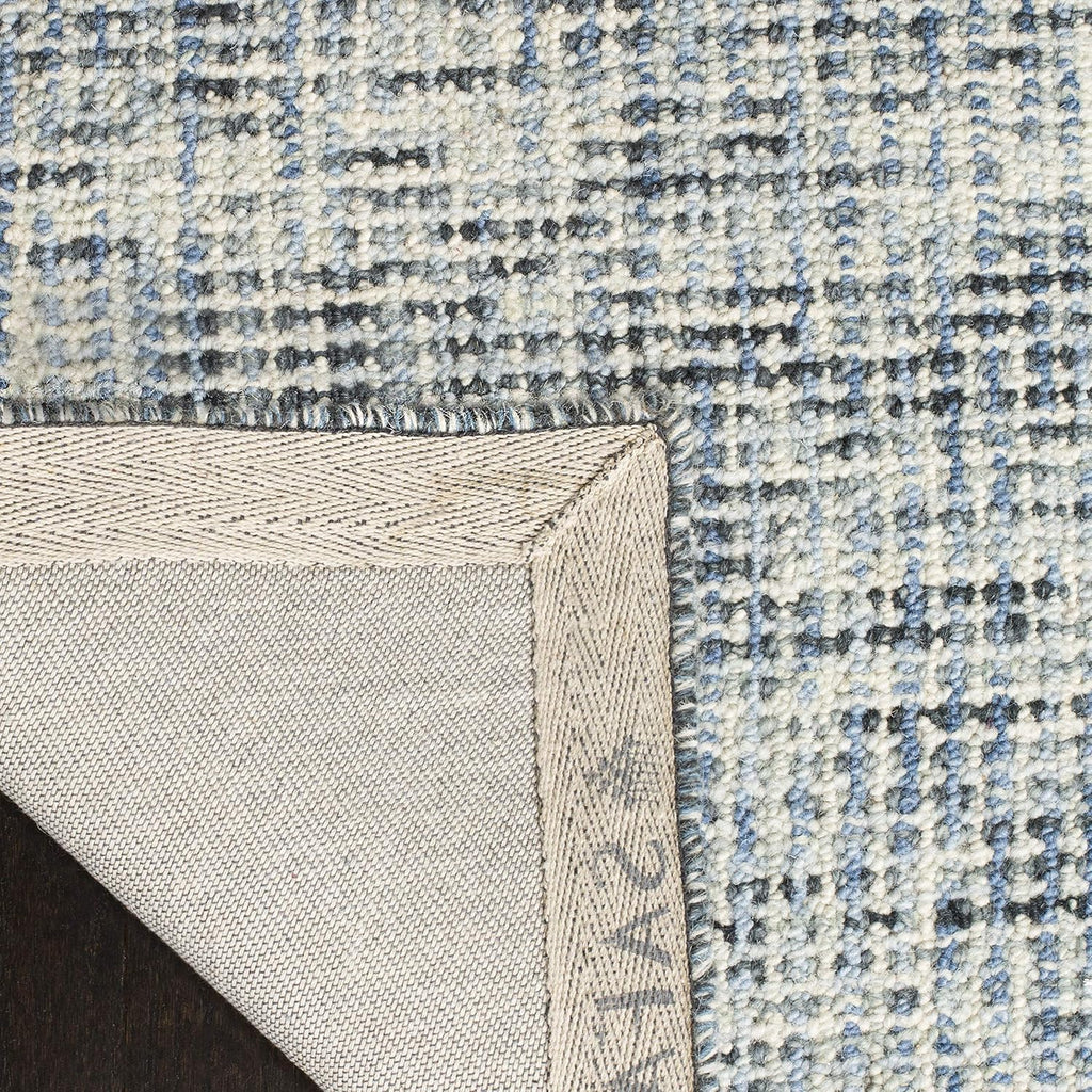 Abstract Area Rug - 9' x 12', Blue & Charcoal, Handmade Wool