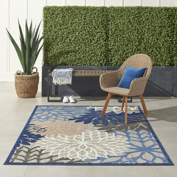 Home Aloha Fabric Indoor/Outdoor Rug in Blue/Multi-Color
