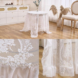 White Floral Embroidered Lace Square Tablecloth 55”x55” Vintage Table Cover (White, 55”x55”, Square)