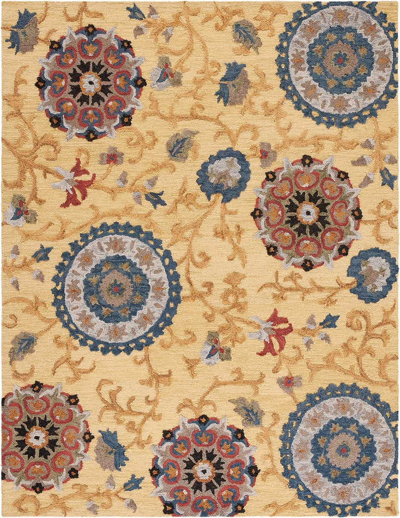 Blossom Area Rug - 9' x 12', Gold & Multi, Handmade Wool