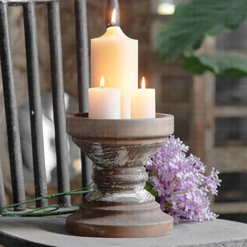 Farmhouse Antique Candle Holder for Pillar Candle, Vintage Wooden Pillar Candle Holder,Rustic Candlestick Holder for
