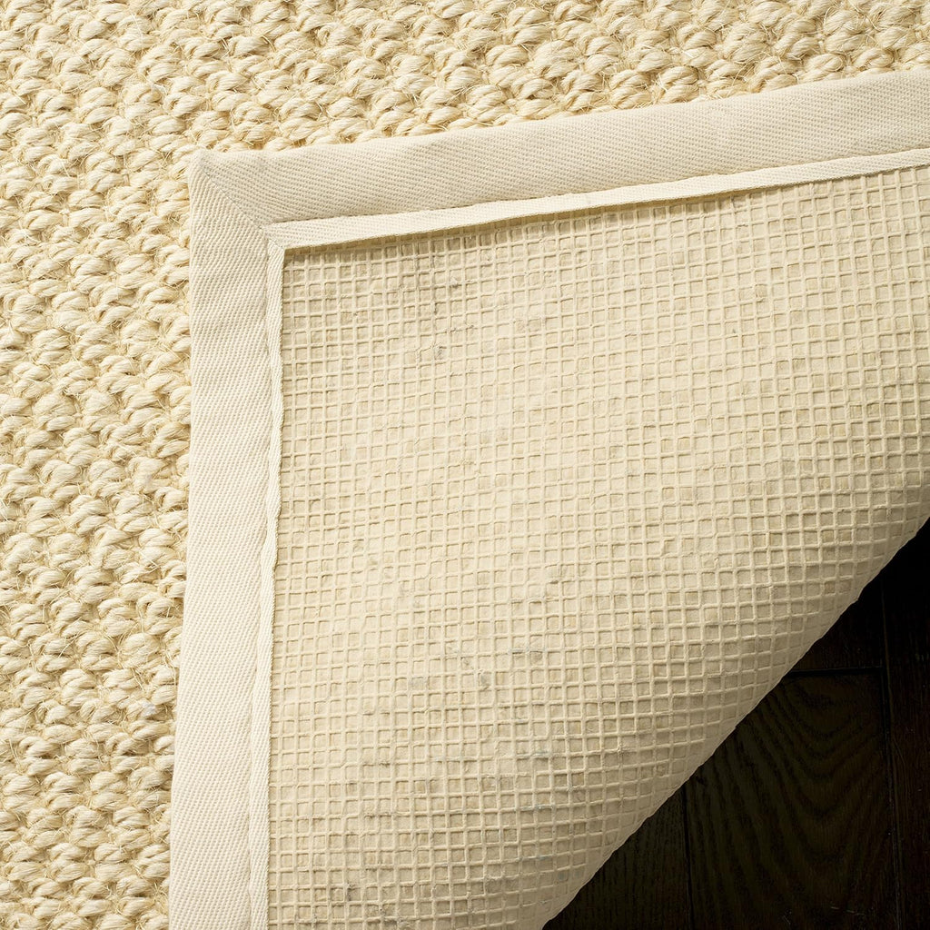 Natural Fiber Collection Area Rug - 6' Square, Cream, Sisal, Woven Design with Border (NF525A)