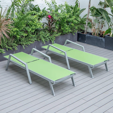 Marlin Poolside Outdoor Patio Lawn and Garden Modern Grey Powder Coated Aluminum Frame Suntan Sling Chaise Lounge