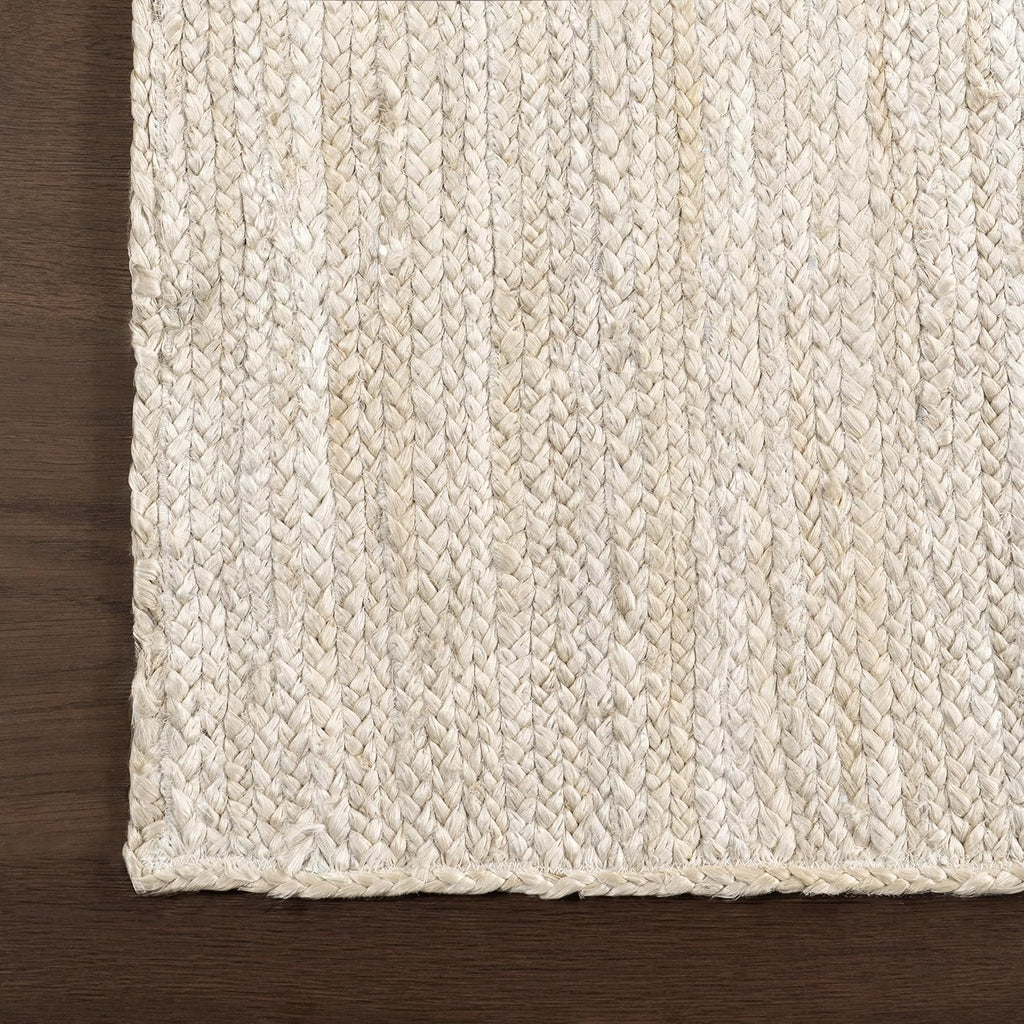 9x12 Rigo Jute Hand Woven Area Rug, Off White, Solid Farmhouse Design, Natural Fiber
