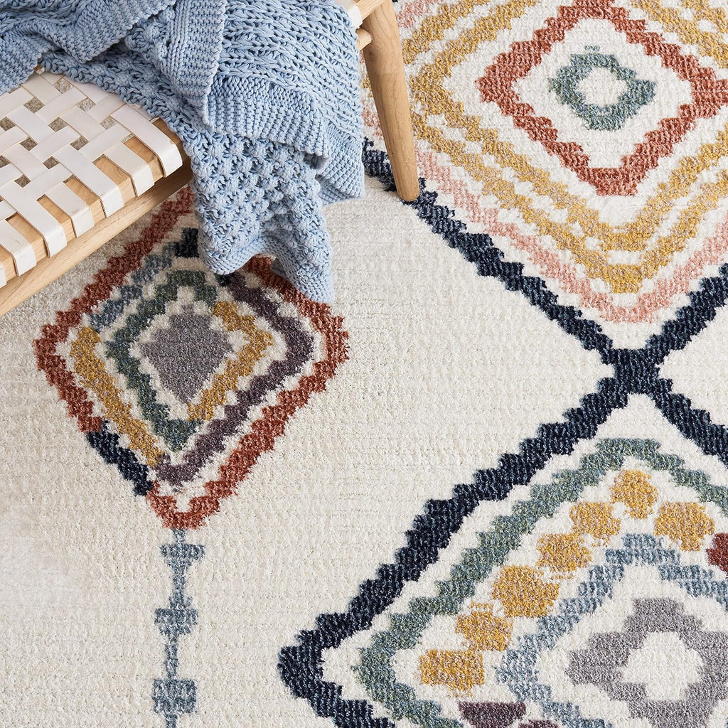 Marrakech Area Rug - 9' x 12', Ivory & Multi, Moroccan Boho Tribal Rustic Design, Non-Shedding & Easy Care