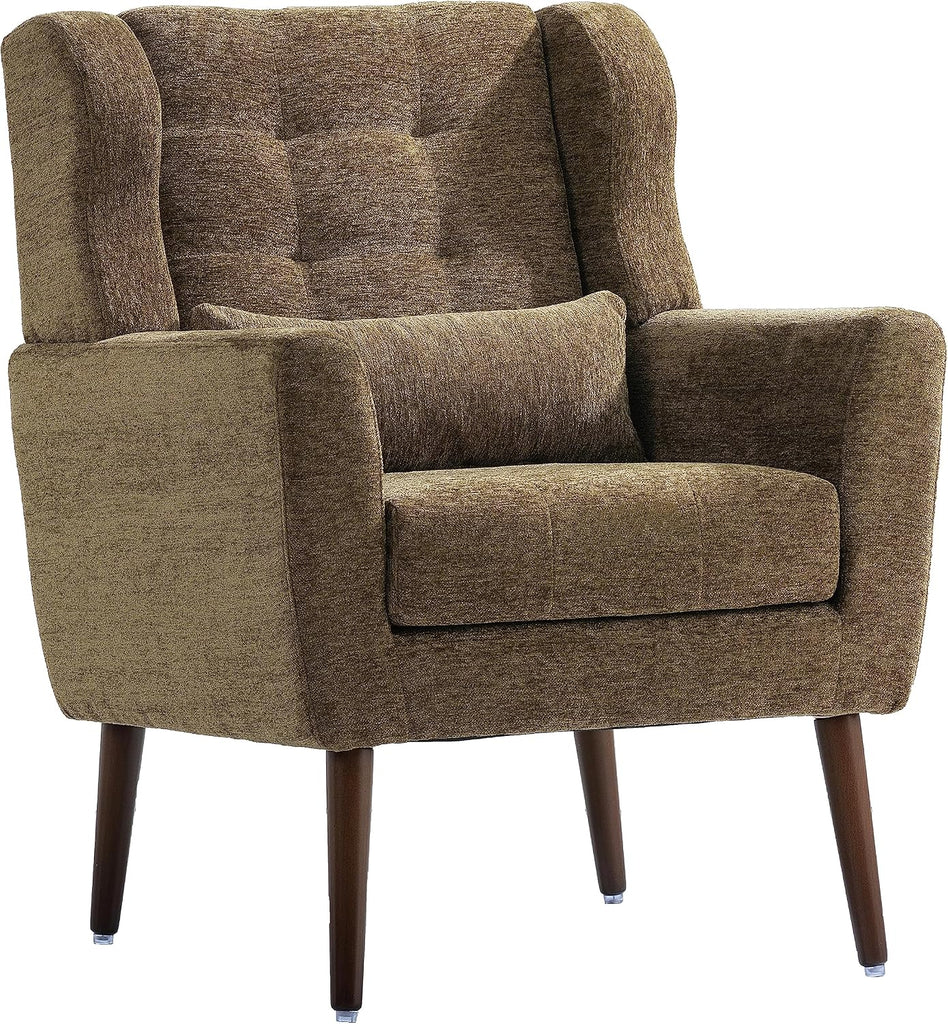 Modern Accent Chair Chenille Fabric Upholstered Tufted Side Chair Wingback Chair,Mid Century Reading Armchair with