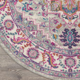 Home Passion Light Grey Pink 8' x Round Area Rug - Easy Clean, Non Shedding, Bed Room, Living Room, 