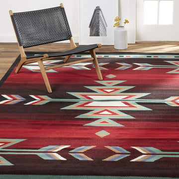 Dynamix Premium Sagrada Southwestern Geometric Area Rug, Black/Red