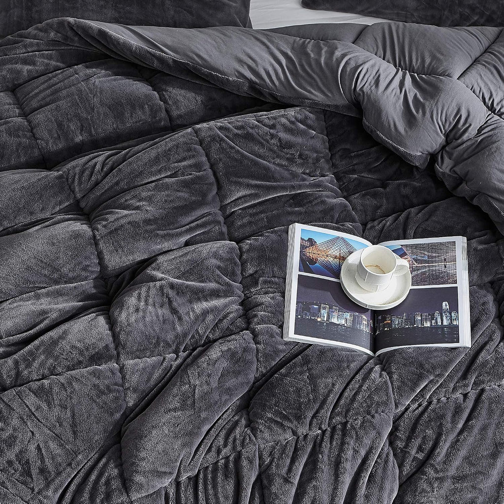Softy Smooth - Coma Inducer Queen Oversized Comforter - Bunny Black | Experience Coma Worthy Sleep with Plush Faux