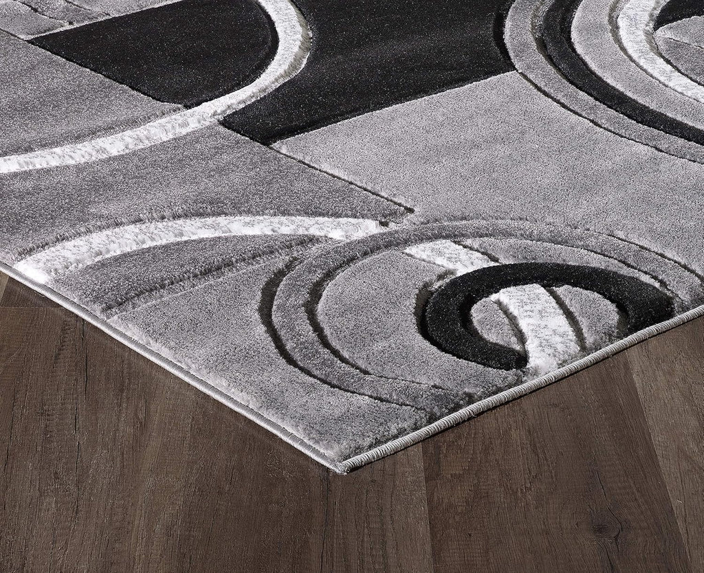Area Rug Modern Grey Soft Hand Carved Contemporary Floor Carpet with Premium Fluffy Texture for Indoor Living
