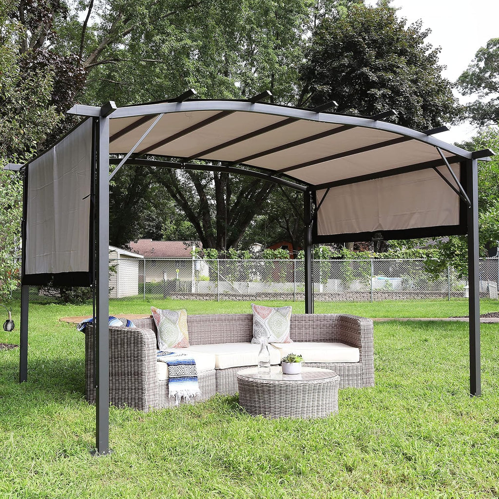 9' x 12' Outdoor Pergola with Retractable Canopy