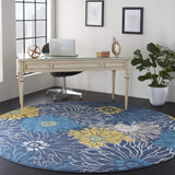 Home Passion Blue 8' x Round Area Rug - Easy Clean, Non Shedding, Bed Room, Living Room, Dining Room